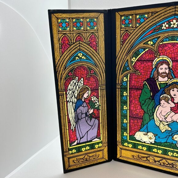 Vintage Seriglass by Yorkraft 4 x 9 double St Francis with animals stained glass - Picture 3 of 5